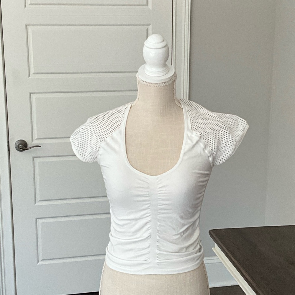 FP Movement by Free People White Mesh Crop Top